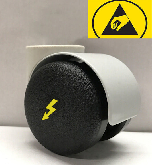 100 x ESD WEICHBODENROLLE 50mm Stuhlrollen Bürostuhlrollen Rollen leitfähig NEU