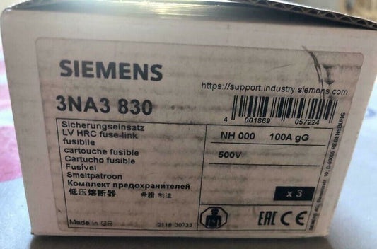 9 x Siemens 3NA3 830 NH - Sicherungseinsätze gG 100A  Sicherungseinsatz NEU&OVP