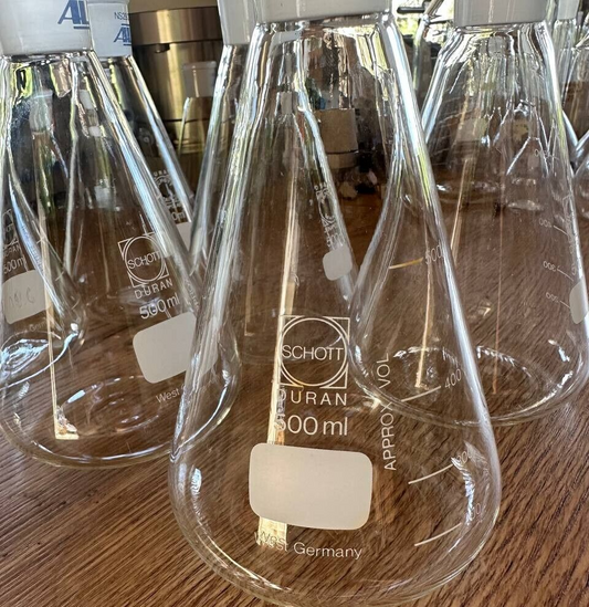 6 Stück  500ml Schott Duran Laborglas Erlenmeyerkolben  NS 29/32