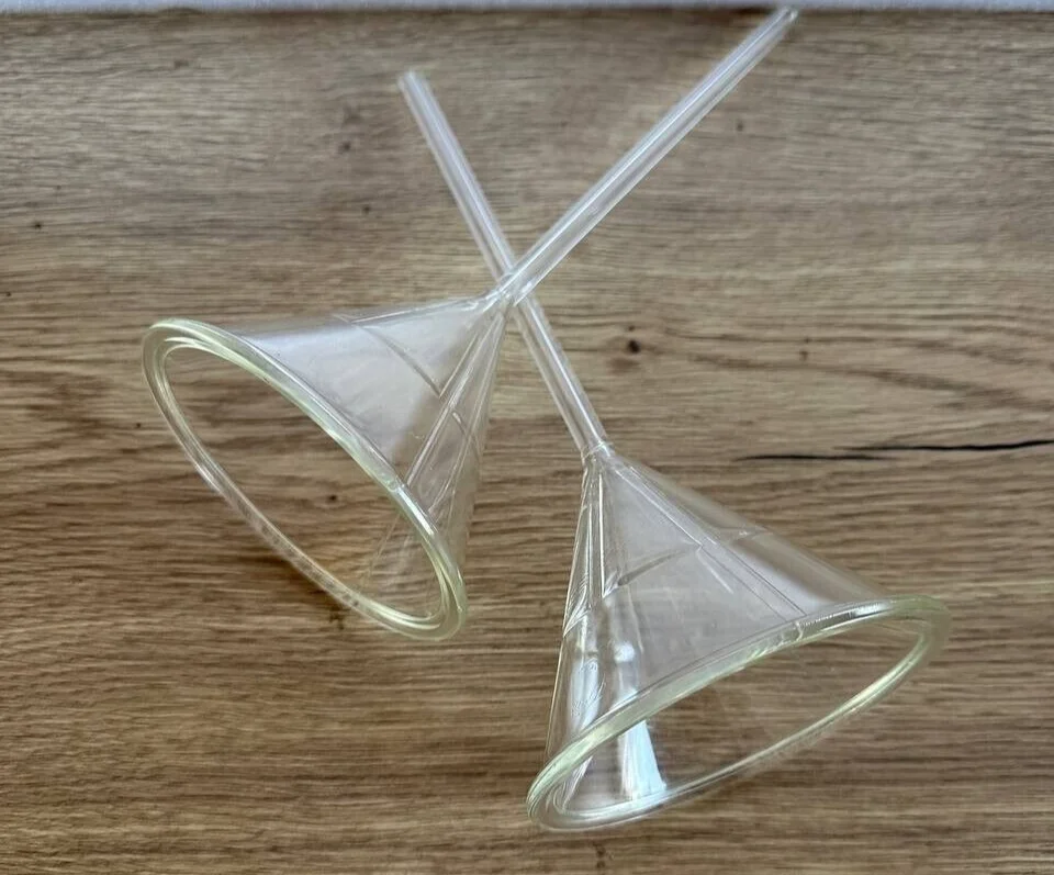 2 x Trichter Schott Duran Laborglas Analysentrichter Ø 11cm, Stiel ca. 26 cm