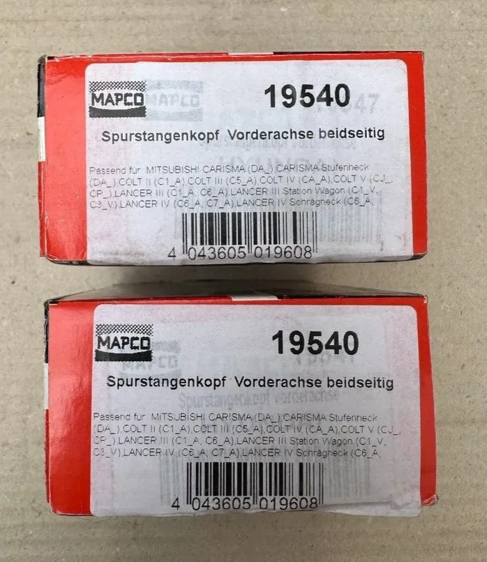 2x Spurstangenkopf Gelenkkopf MAPCO 19540 für MITSUBISHI CARISMA LANCER 3 5 4