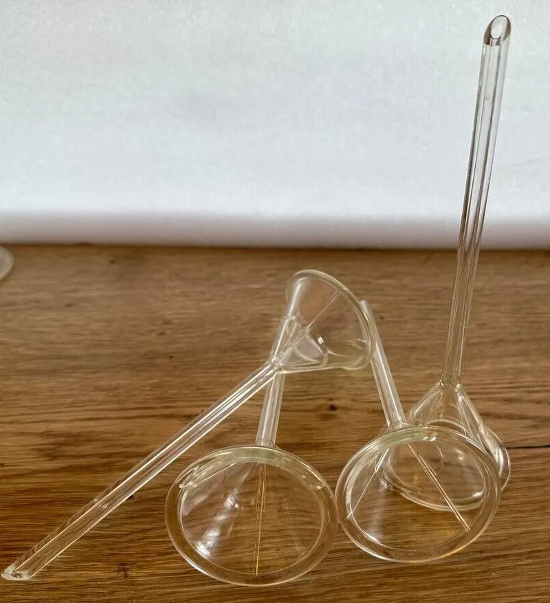 4 x Trichter Schott Duran Laborglas Analysentrichter Ø 6,5 cm, Stiel 14,5 cm