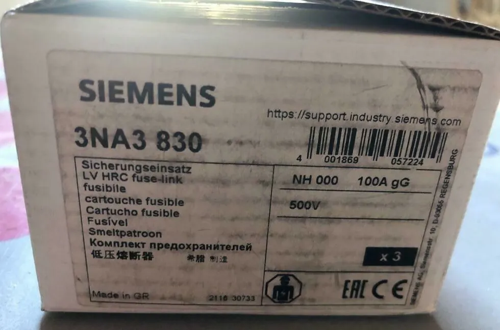 9 x Siemens 3NA3 830 NH - Sicherungseinsätze gG 100A Sicherungseinsatz NEU&OVP