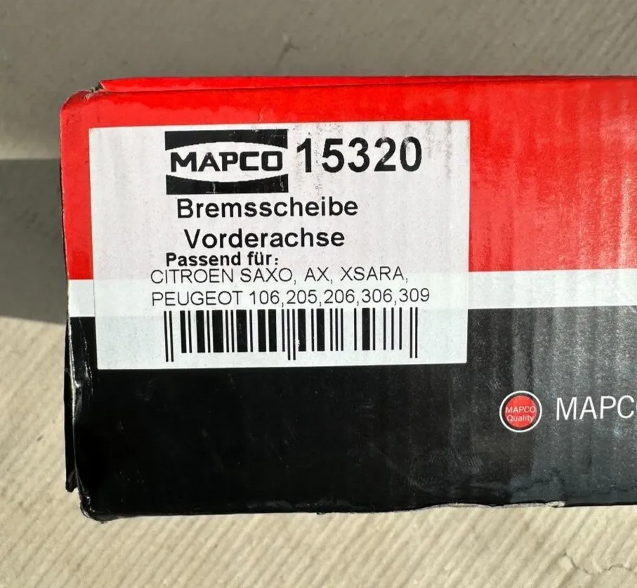 MAPCO 15320 BREMSSCHEIBE VORNE für CITROEN SAXO XSARA PEUGEOT 206 306 309...